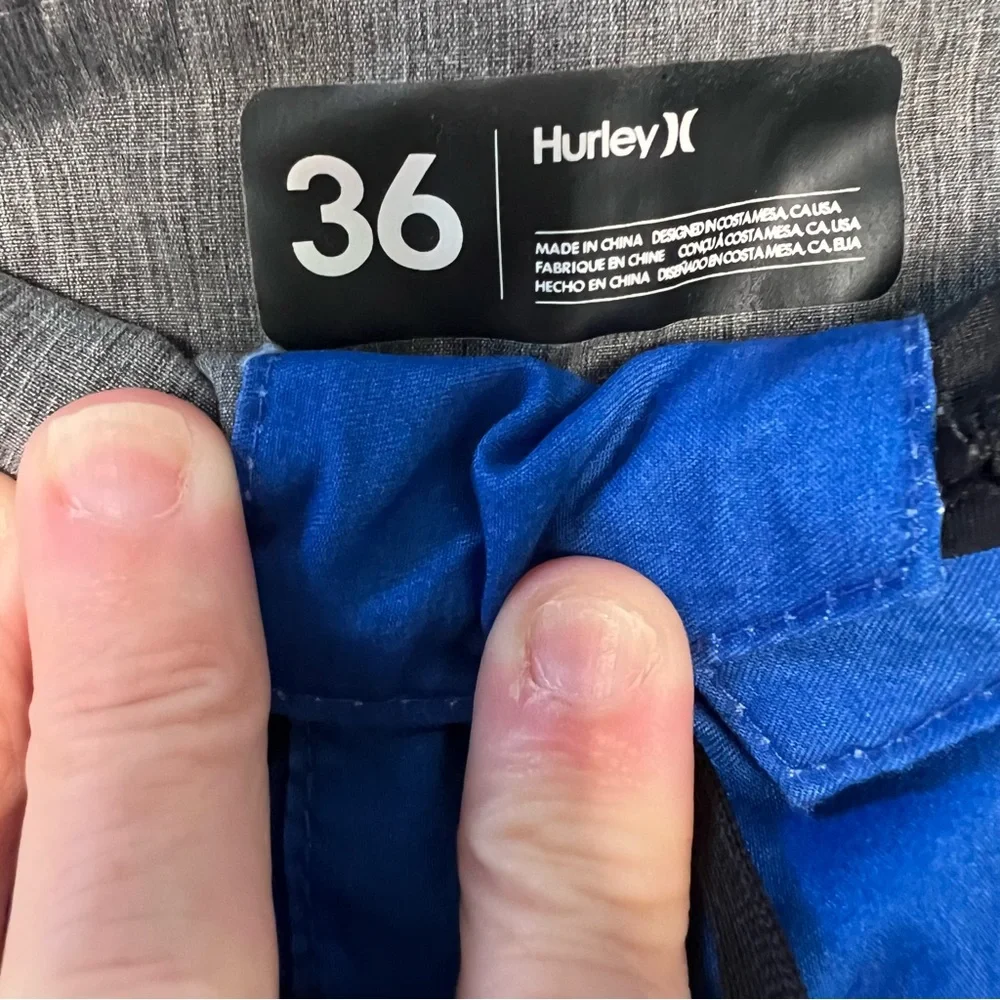 Hurley Mens Board Shorts Blue Red White Striped Gradient Swim Trunks Size 36